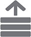 logotipo gris 3 líneas horizontales y flecha hacia arriba